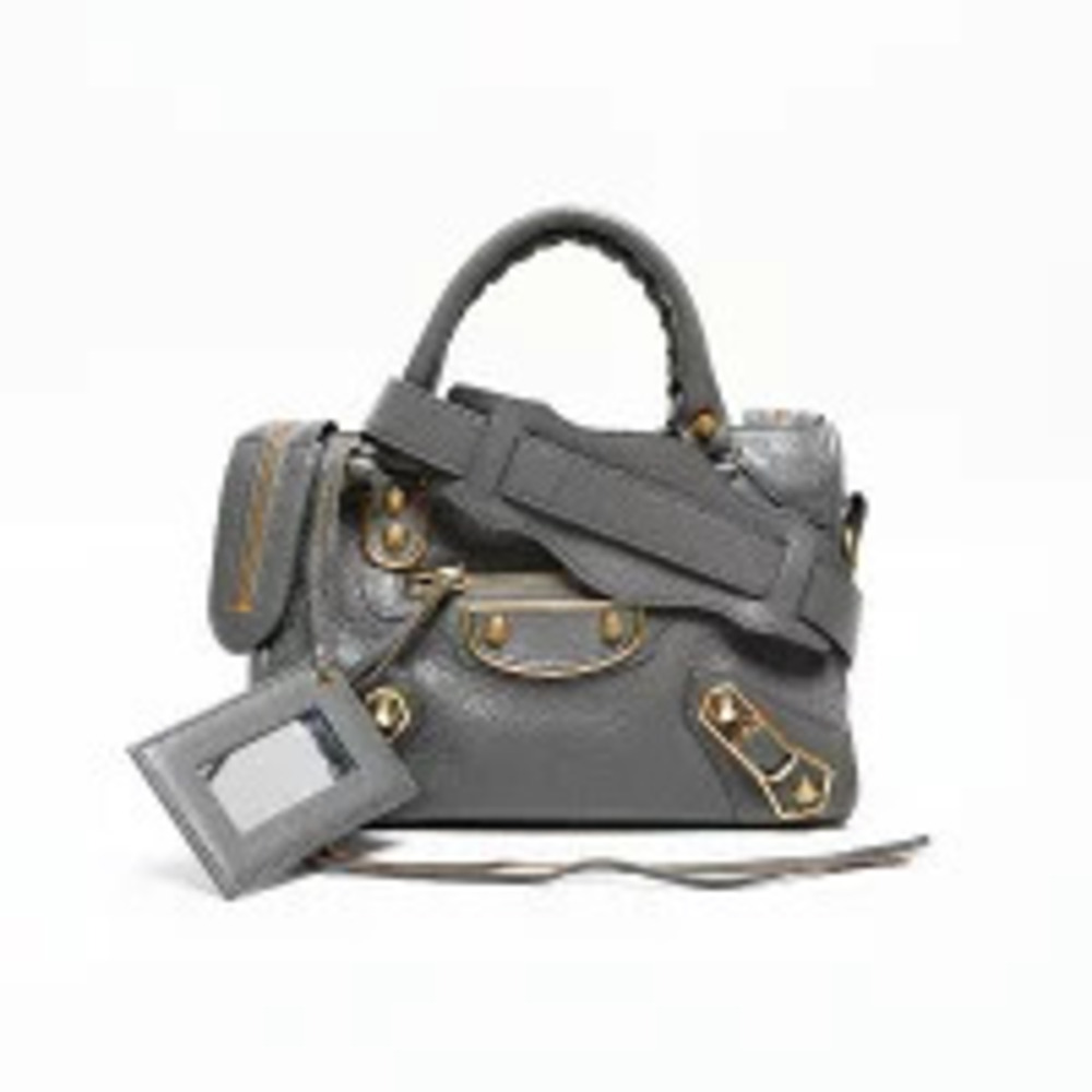Balenciaga Leather Metallic City Shoulder Bag Gray - Picture 2 of 13